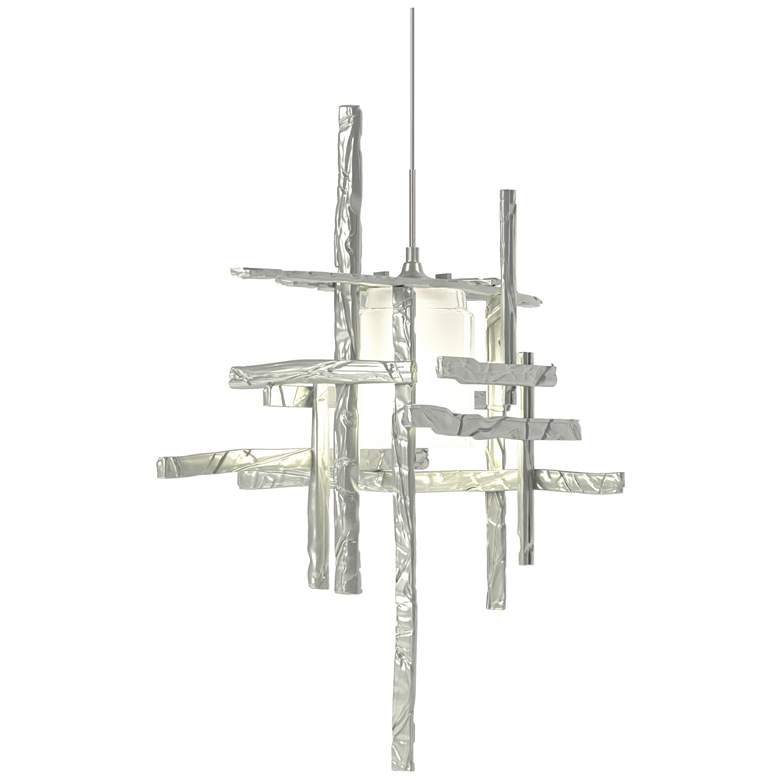 Image 1 Tura 16.4"W Vintage Platinum Standard Mini-Pendant w/ Frosted Glass Sh