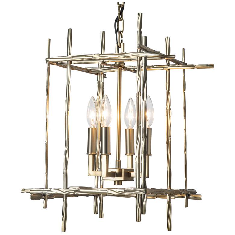 Image 1 Tura 16.9" Wide 4-Light Modern Brass Chandelier
