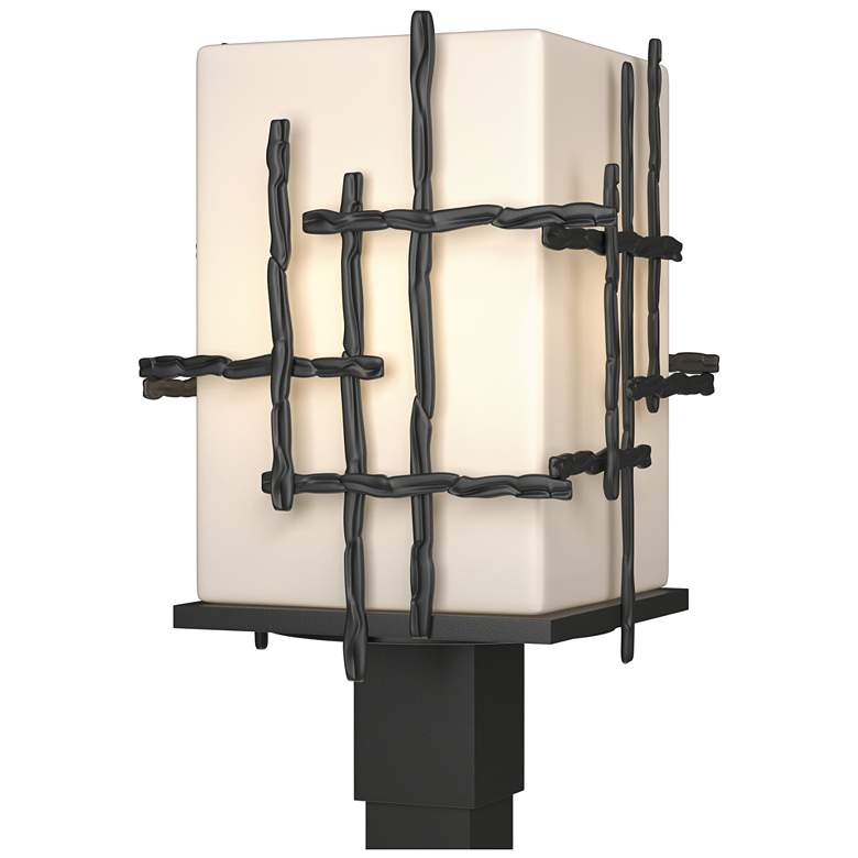 Image 1 Tura 17.4" High Coastal Black Outdoor Post Light With Opal Glass Shade