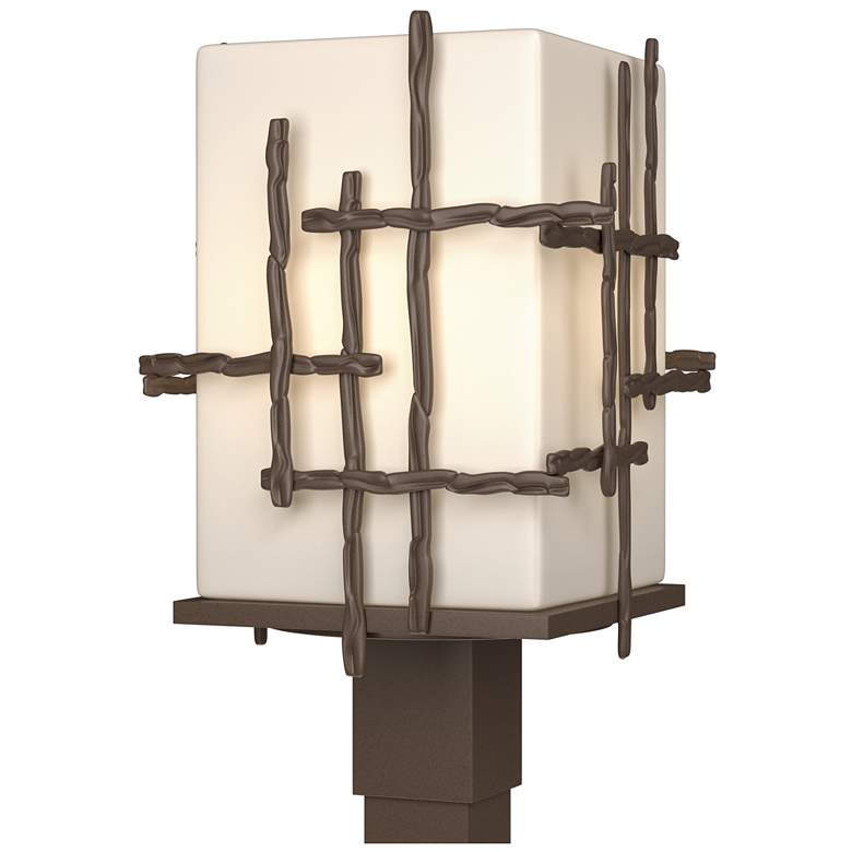 Image 1 Tura 17.4 inch High Coastal Bronze Outdoor Post Light With Opal Glass Shad