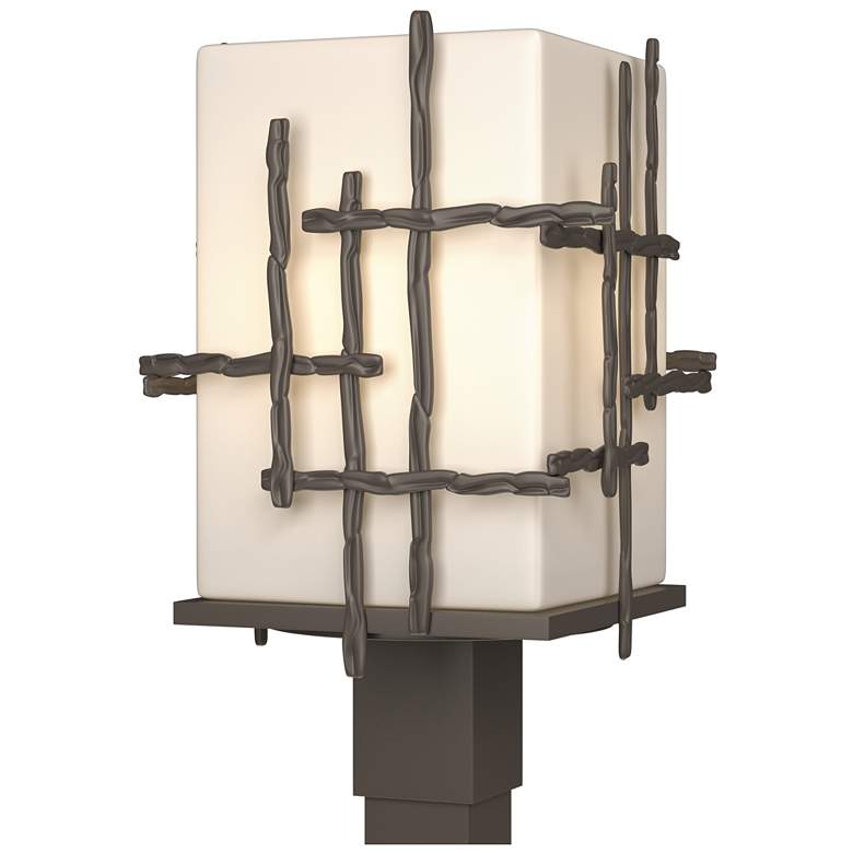 Image 1 Tura 17.4" High Coastal Dark Smoke Outdoor Post Light With Opal Glass