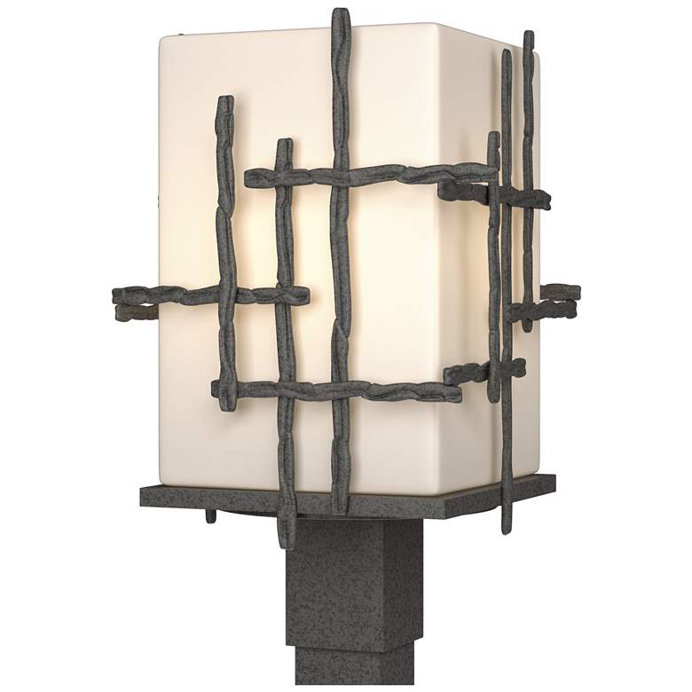 Image 1 Tura 17.4 inch High Coastal Natural Iron Outdoor Post Light w/ Opal Glass 