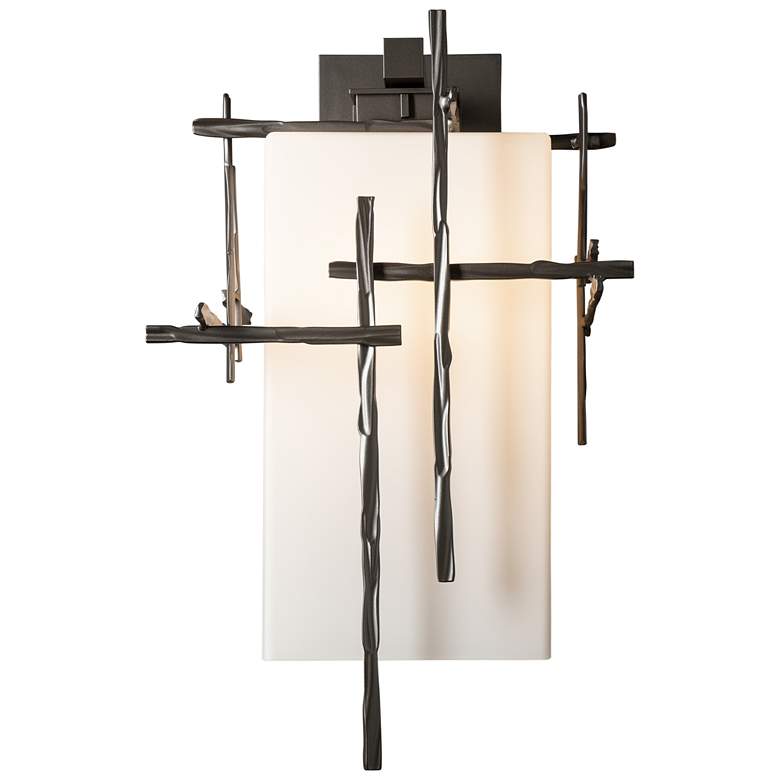 Image 1 Tura 18.9" High Opal Glass Coastal Dark Smoke Outdoor Sconce