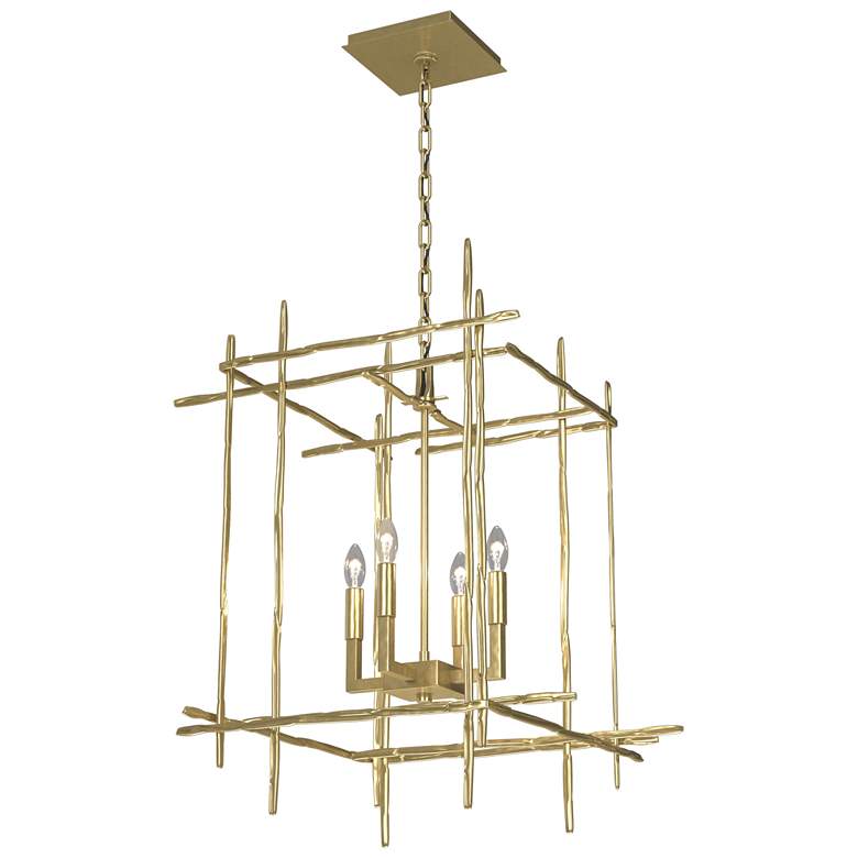 Image 1 Tura 20" Wide 4-Light Modern Brass Medium Chandelier