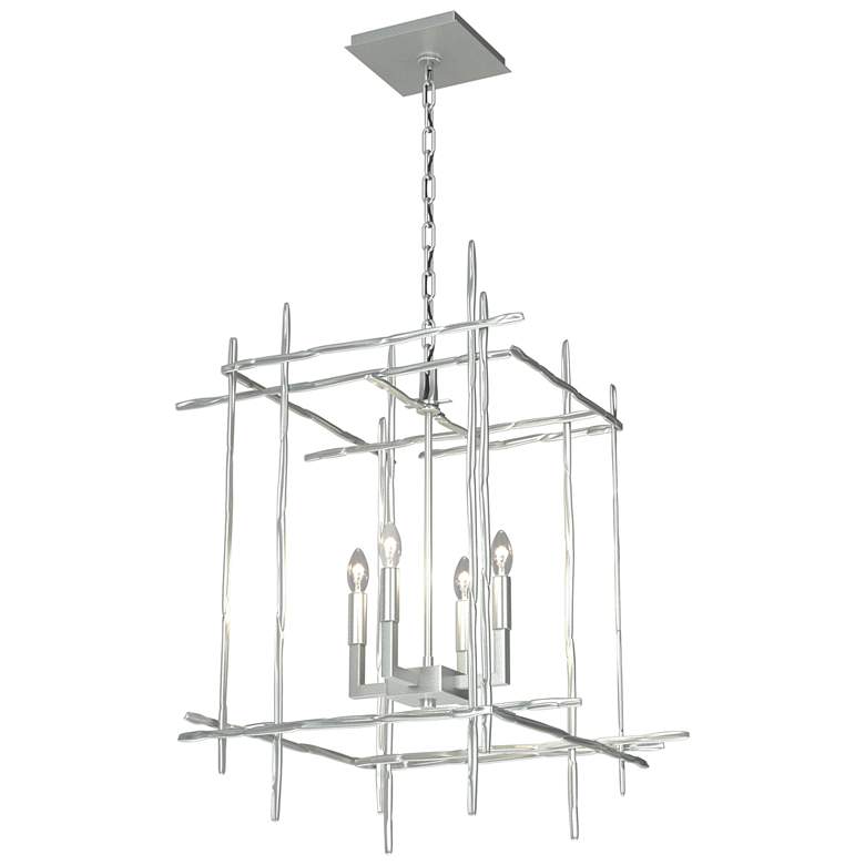 Image 1 Tura 20" Wide 4-Light Vintage Platinum Medium Chandelier