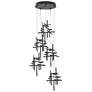 Tura 27.3" Wide 5-Light Black Long Pendant With Frosted Cast Glass Sha