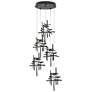Tura 27.3" Wide 5-Light Black Long Pendant With Seeded Clear Glass Sha