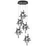 Tura 27.3" Wide 5-Light Black Standard Pendant With Seeded Glass Shade