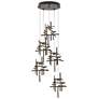 Tura 27.3" Wide 5-Light Bronze Long Pendant With Frosted Cast Glass Sh