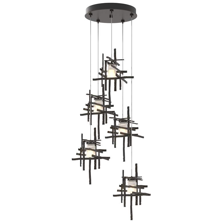 Image 1 Tura 27.3" Wide 5-Light Oil Rubbed Bronze Standard Pendant w/ Frosted