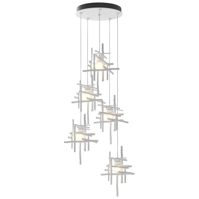 Image 1 Tura 27.3" Wide 5-Light White Long Pendant With Frosted Cast Glass Sha