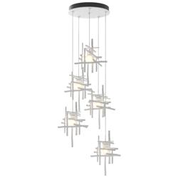 Tura 27.3&quot; Wide 5-Light White Long Pendant With Frosted Cast Glass Sha