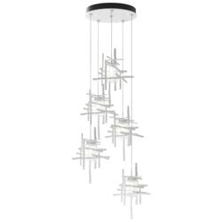 Tura 27.3&quot; Wide 5-Light White Long Pendant With Seeded Clear Glass Sha