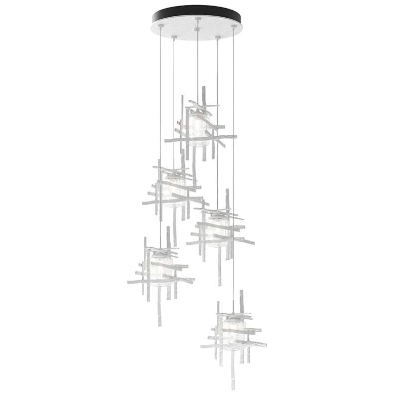 Image 1 Tura 27.3" Wide 5-Light White Long Pendant With Seeded Clear Glass Sha