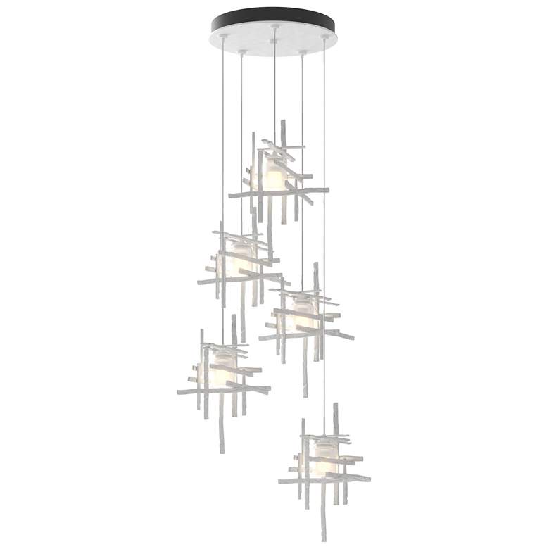 Image 1 Tura 27.3" Wide 5-Light White Standard Pendant With Frosted Glass Shad