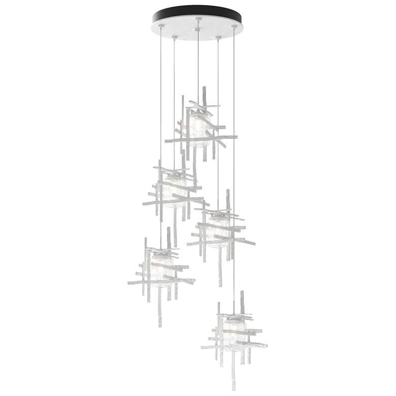 Image 1 Tura 27.3" Wide 5-Light White Standard Pendant With Seeded Glass Shade