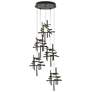 Tura 27.3"W 5-Light Natural Iron Long Pendant w/ Frosted Cast Glass Sh