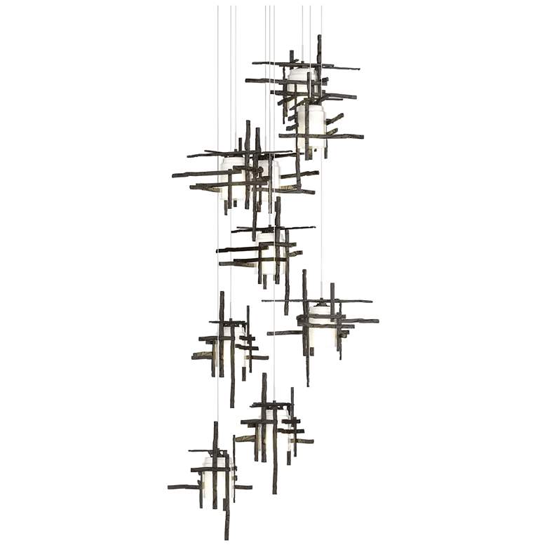 Image 1 Tura 29.6"W 9-Light Round Oil Rubbed Bronze Long Pendant w/ Frosted Sh