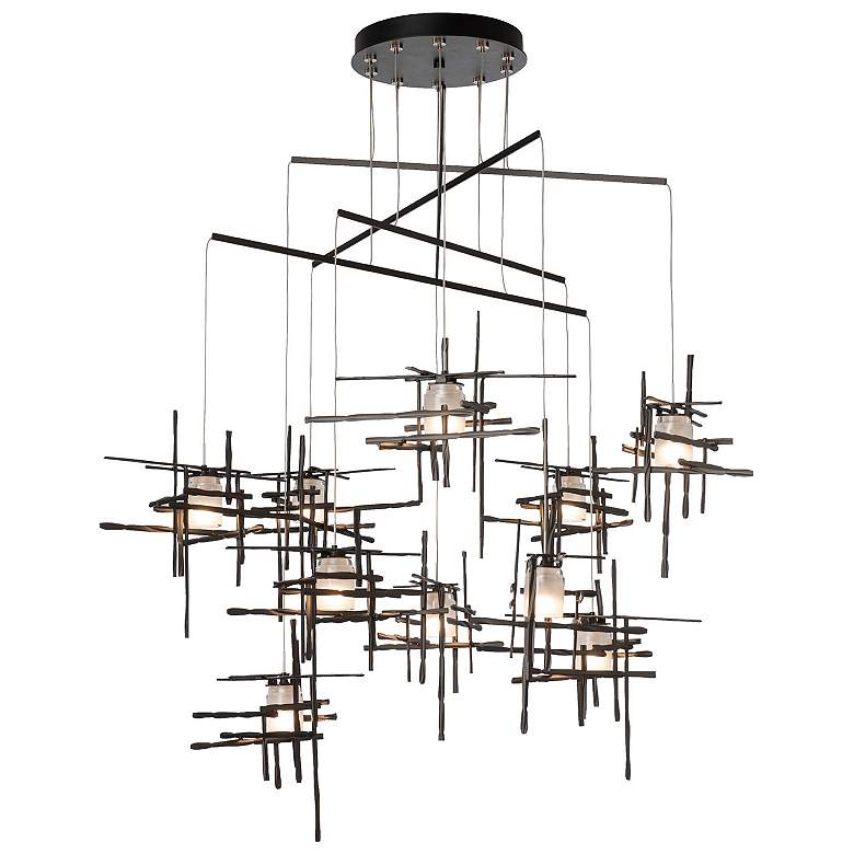 Image 1 Tura 48.9"W 10-Light Oil Rubbed Bronze Mobile Pendant w/ Frosted Shade