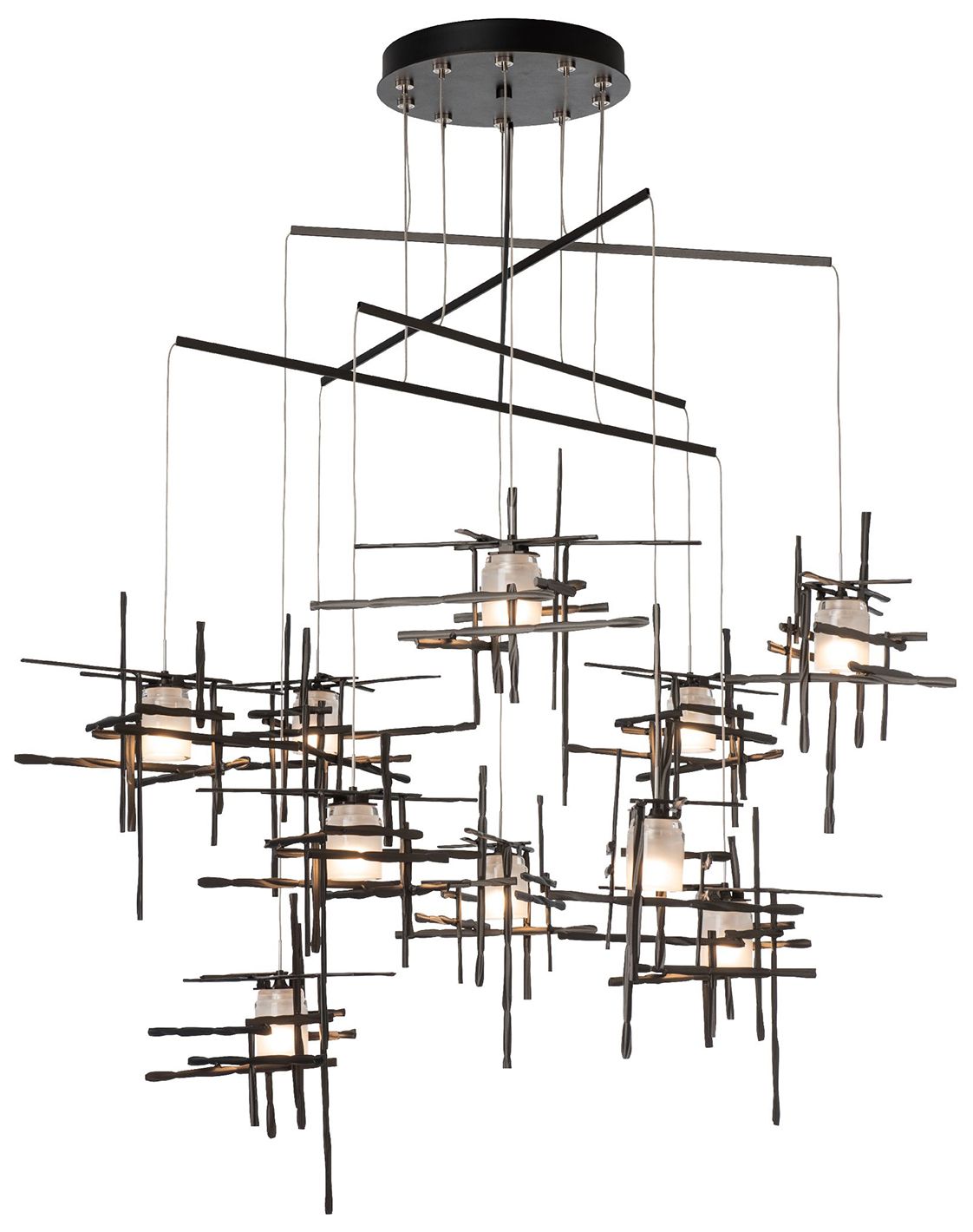 Tura 49"W 10-Light Oil Rubbed Bronze Pendant - Frosted Glass Made to Order
