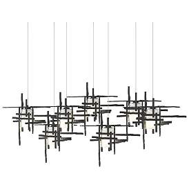 Image1 of Tura 53.6"W 7-Light Rectangular Black Long Pendant w/ Frosted Glass Sh