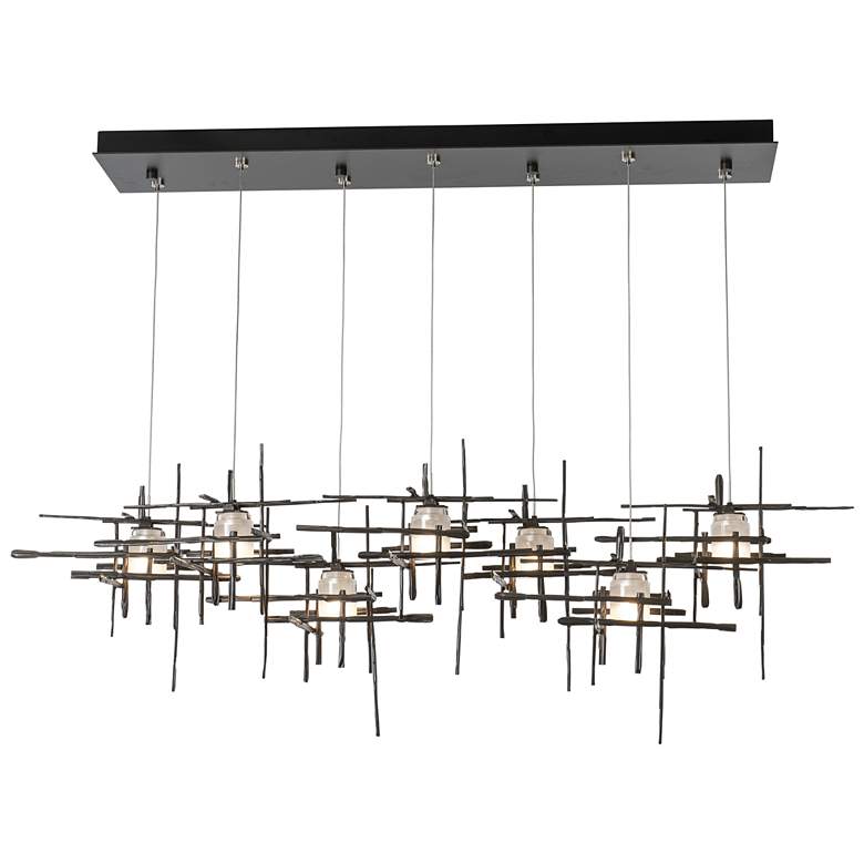 Image 1 Tura 7-Light  53.6 inch Rectangular Dark Smoke Long Pendant with Frosted G