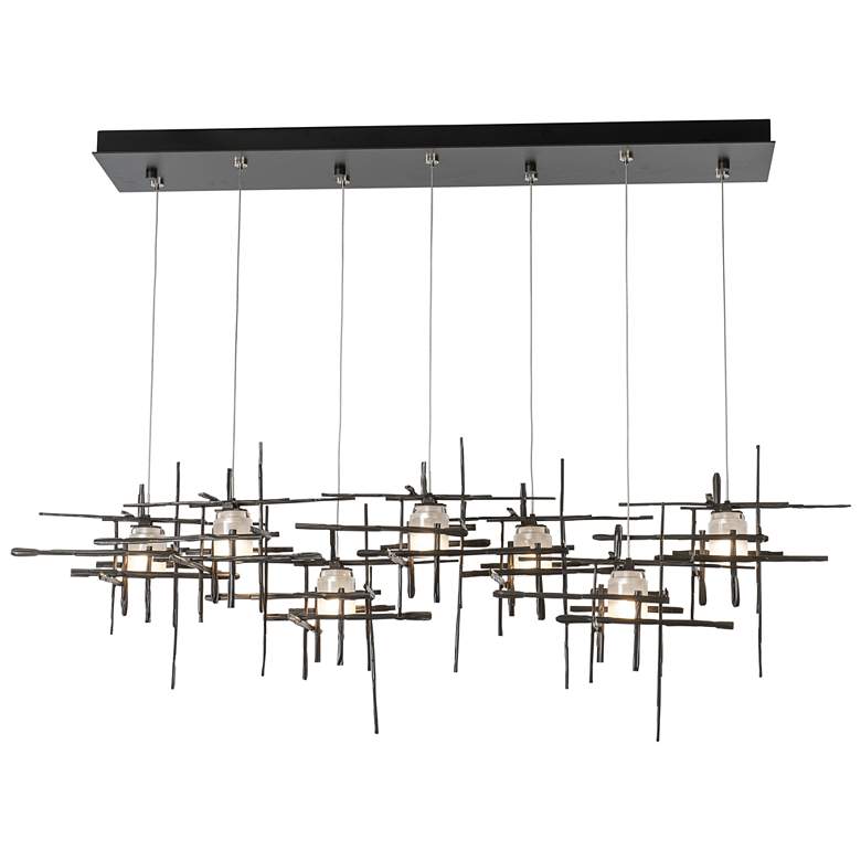 Image 1 Tura 7-Light 53.6" Rectangular Dark Smoke Long Pendant with Frosted G