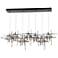 Tura 7-Light 53.6" Rectangular Smoke Long Pendant with Seeded Clear Gl