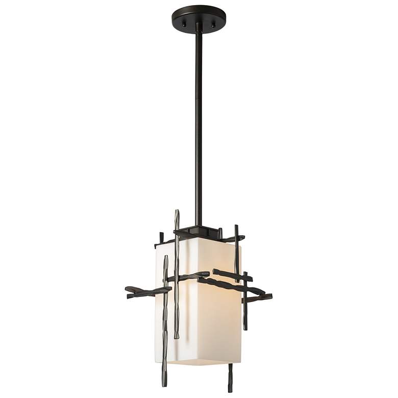 Image 1 Tura 9.4"W Coastal Oil Rubbed Bronze Outdoor Pendant w/ Opal Glass Sha