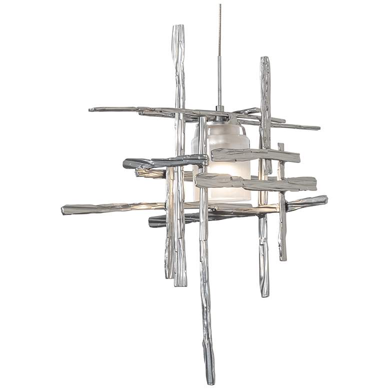 Image 1 Tura Frosted Glass Mini Pendant - Sterling - Cast Glass - Standard