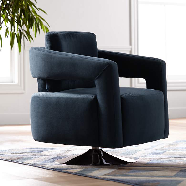 Image 1 Turbo Slate Blue Open Arm Swivel Chair