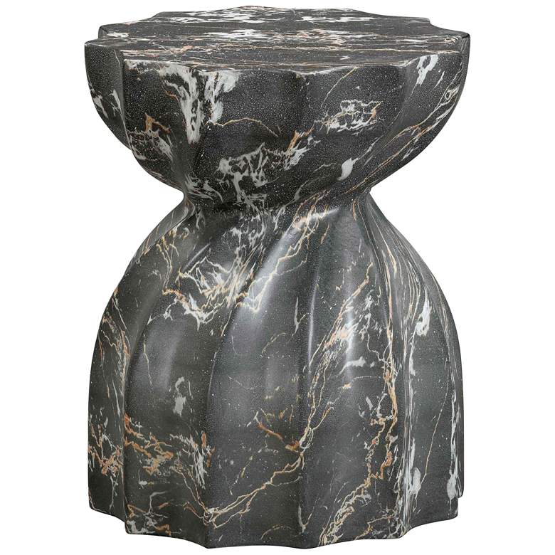 Image 5 Turin Black Faux Marble Indoor/Outdoor Accent Stool more views