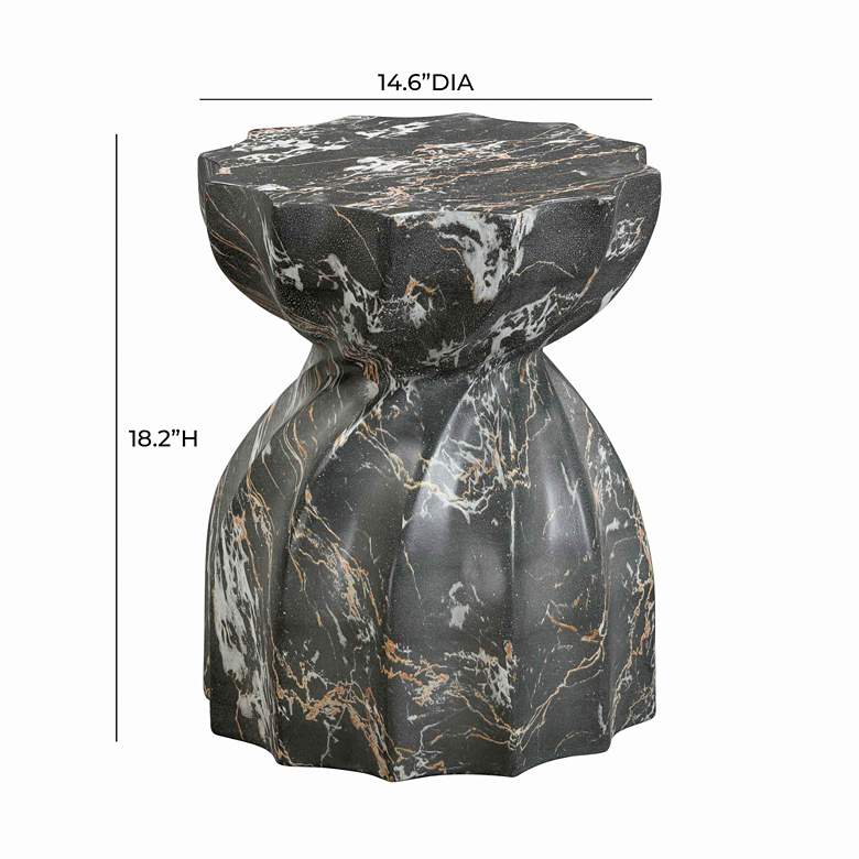 Image 6 Turin Black Faux Marble Indoor/Outdoor Accent Stool more views