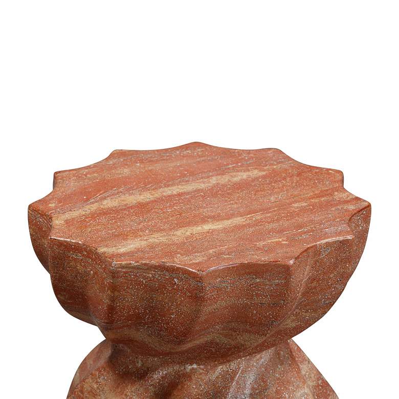 Image 3 Turin Red Faux Sandstone Indoor/Outdoor Accent Stool more views