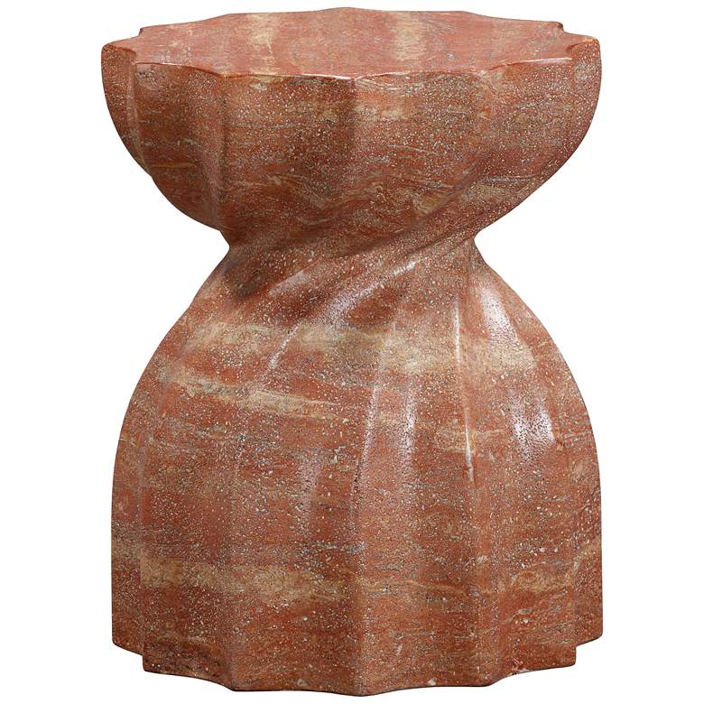 Image 5 Turin Red Faux Sandstone Indoor/Outdoor Accent Stool more views