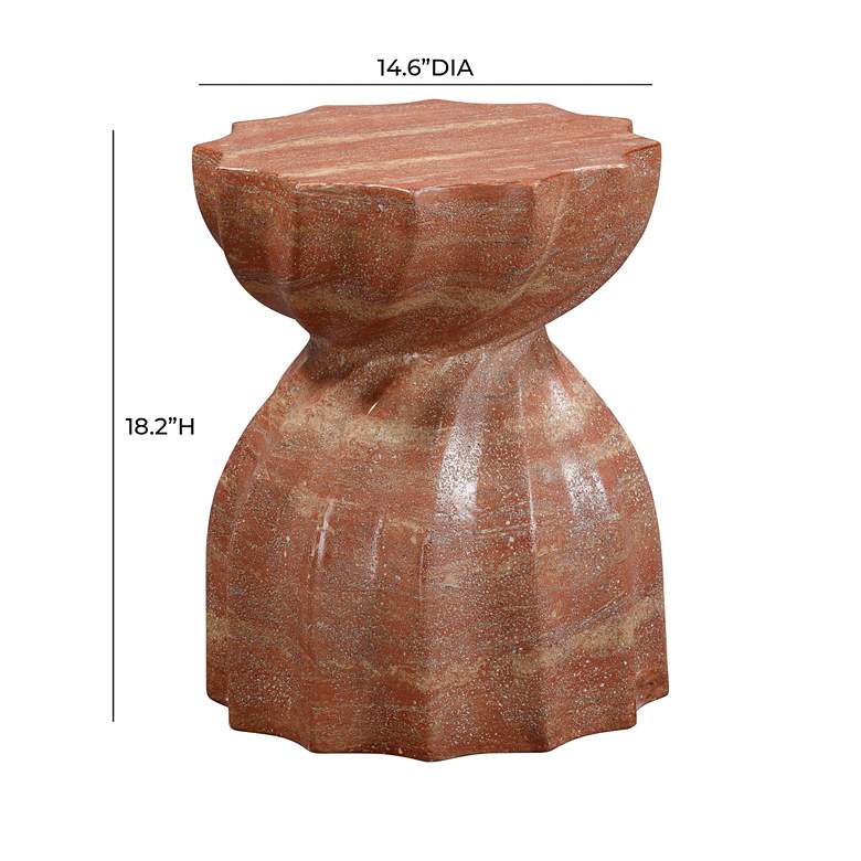 Image 6 Turin Red Faux Sandstone Indoor/Outdoor Accent Stool more views