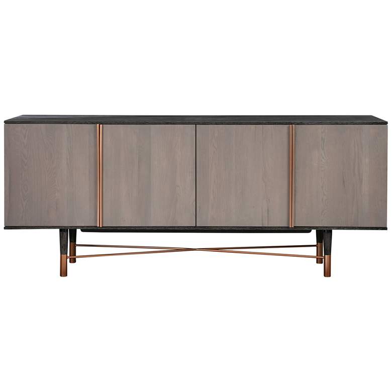 Image 1 Turin Sideboard Cabinet in Rustic Oak Wood and Copper Accent