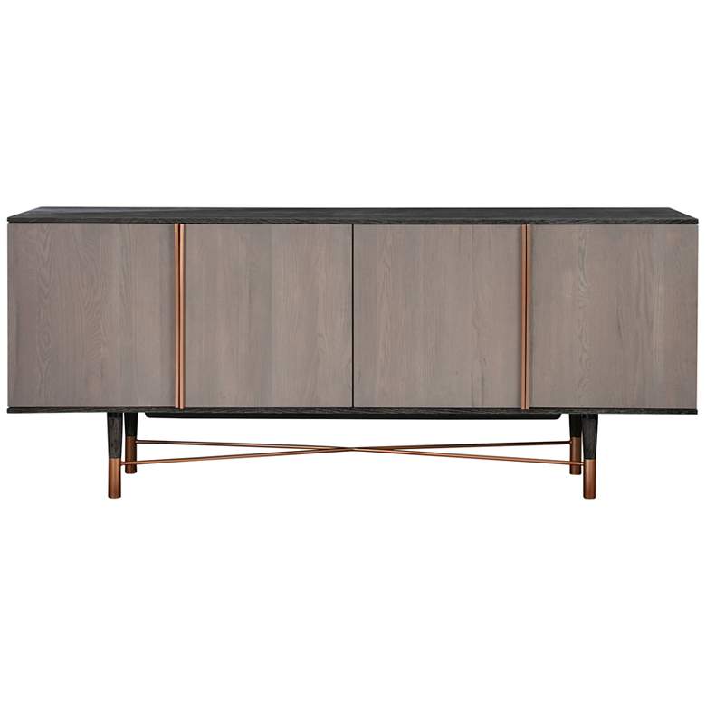 Image 1 Turin Sideboard Cabinet in Rustic Oak Wood and Copper Accent