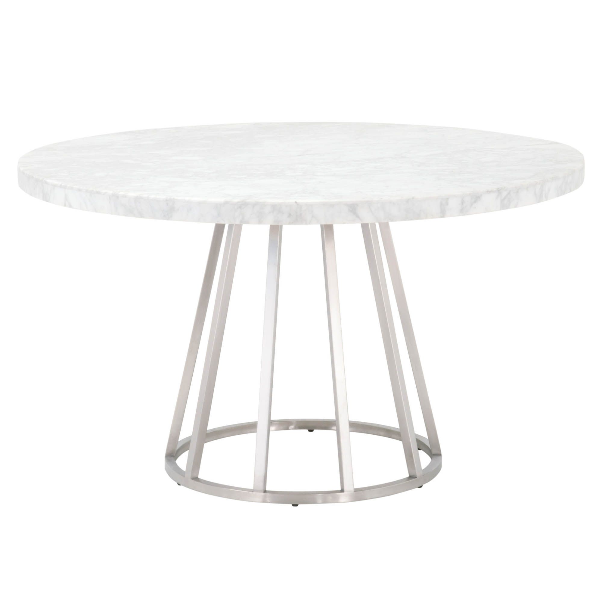 Image 2 Turino 54" Round Dining Table Carrera Top, White Carrera Marble more views