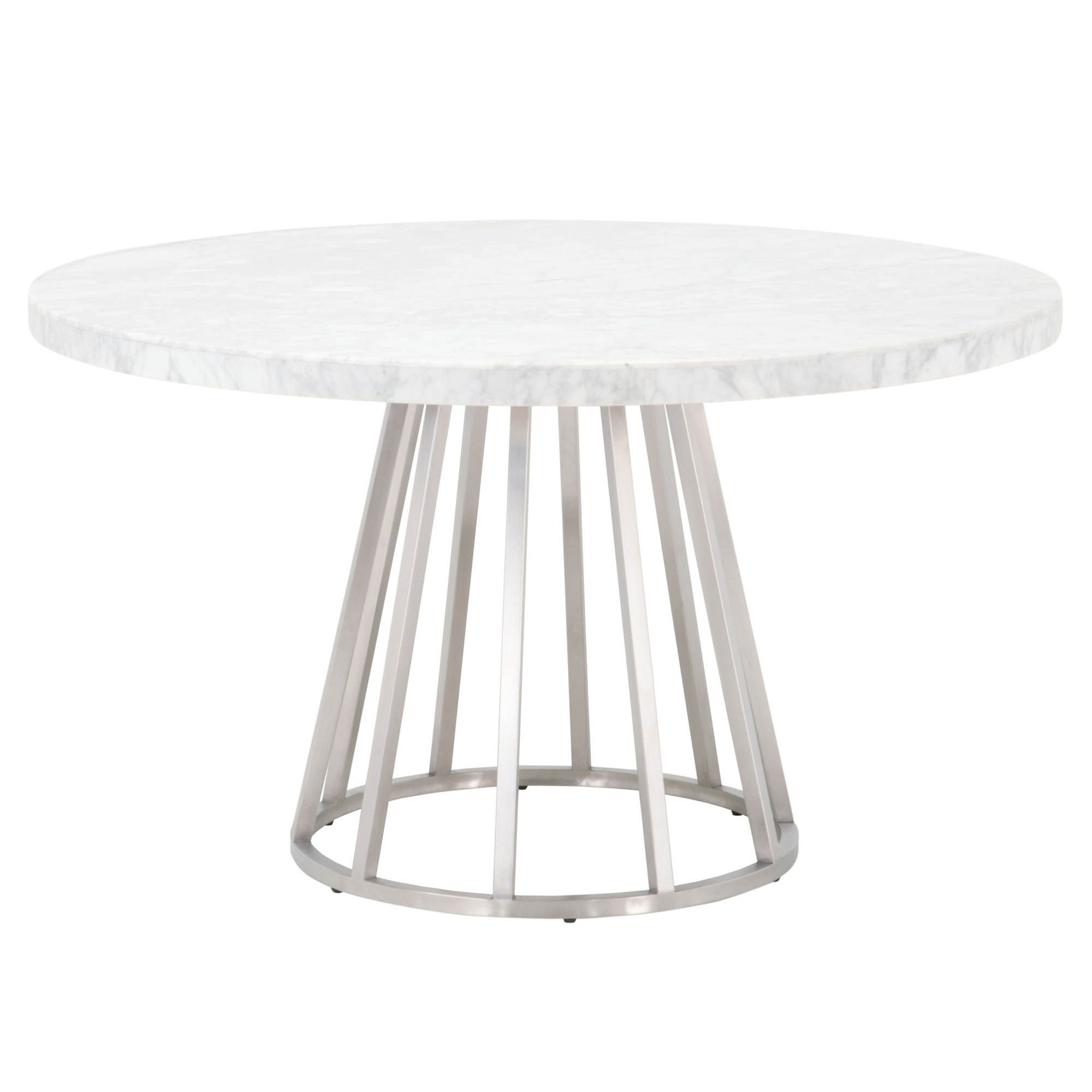 Image 3 Turino 54" Round Dining Table Carrera Top, White Carrera Marble more views