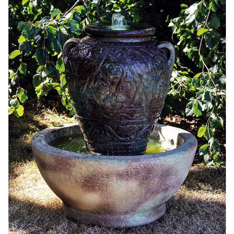 Image 1 Turkish Urn 34" High Relic Sargasso LED Outdoor Fountain