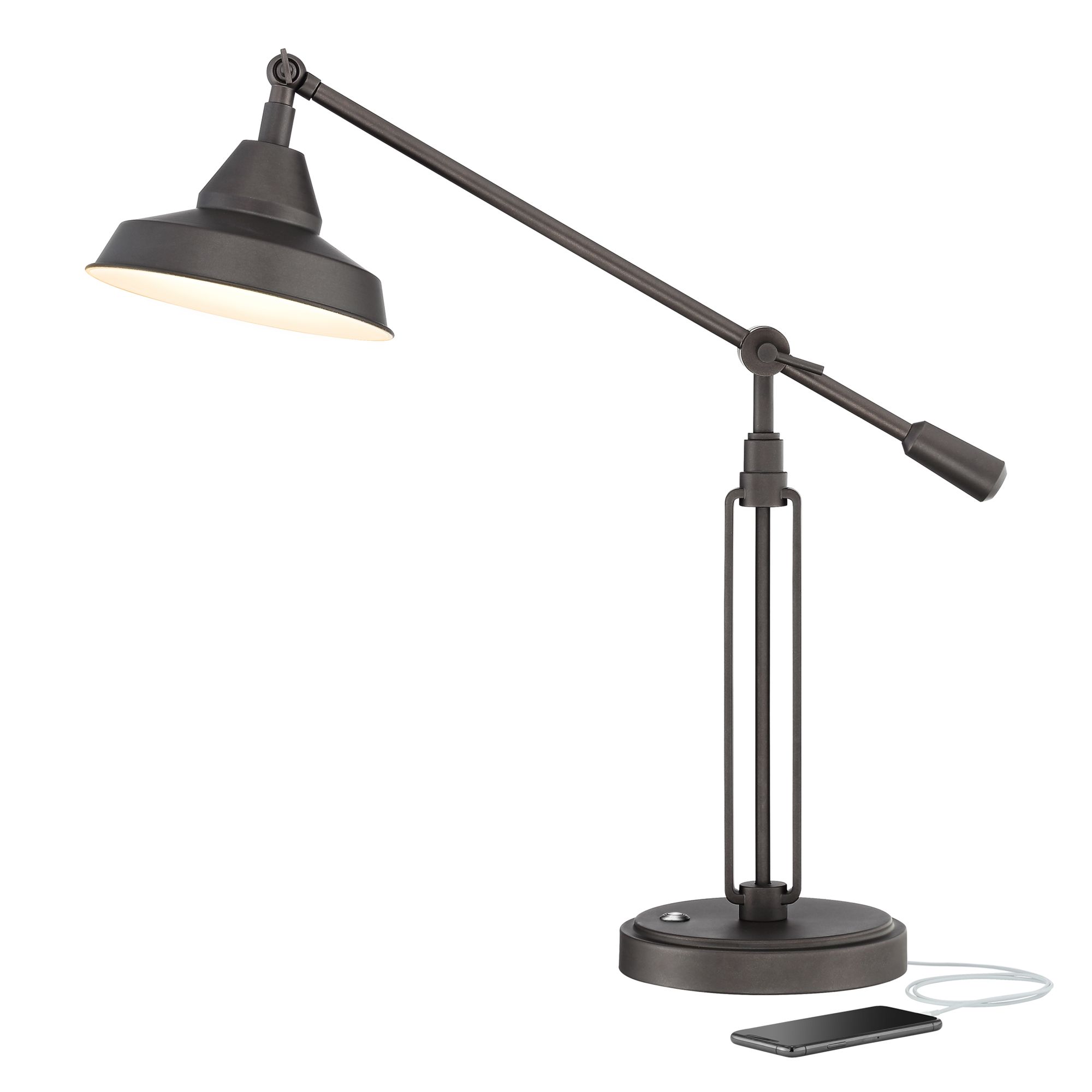 Turnbuckle Bronze LED Desk Lamp with USB Port 32Y24 Lamps Plus