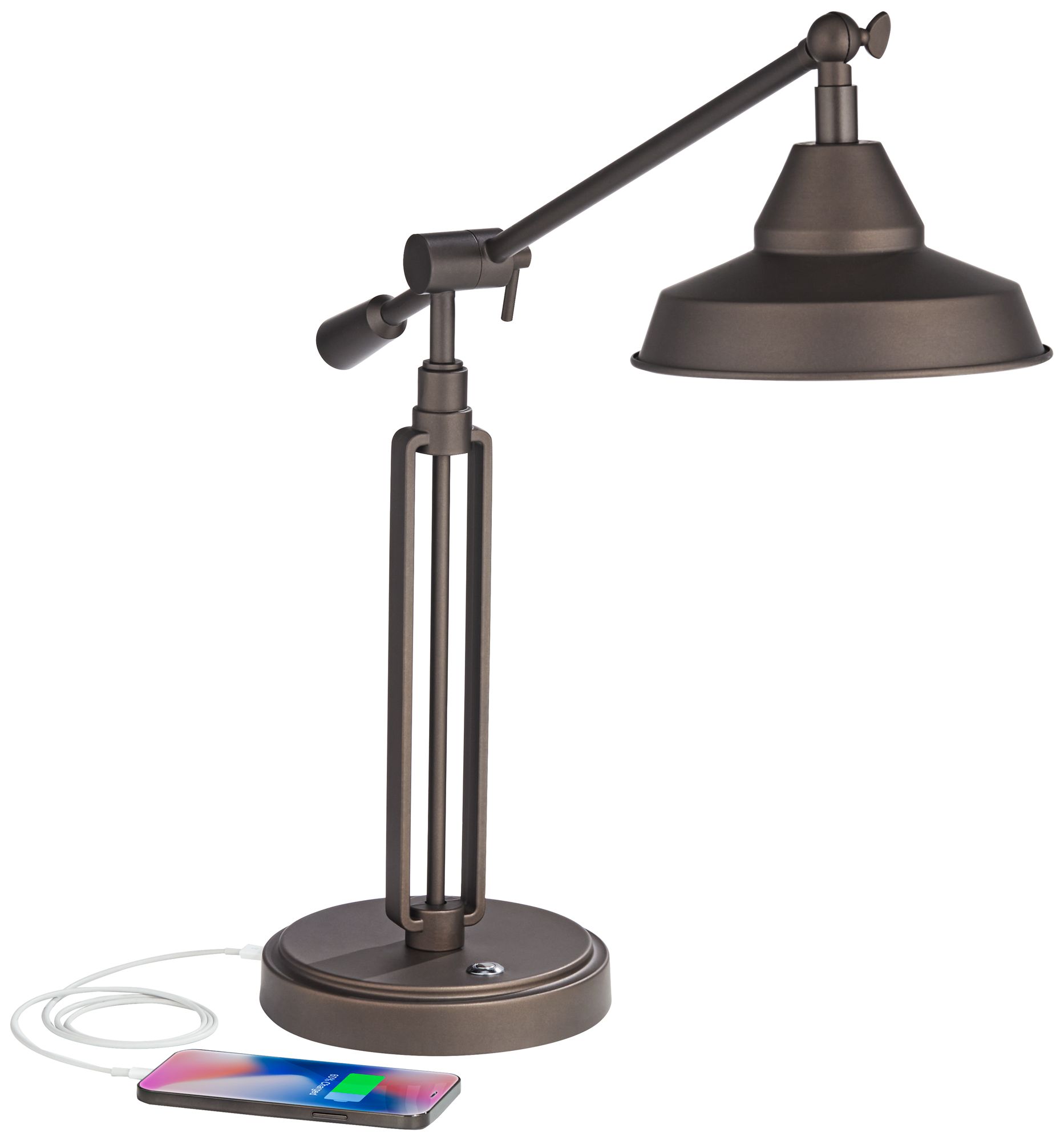 Turnbuckle Bronze LED Desk Lamp with USB Port 32Y24 Lamps Plus