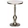 Turned Metal Egg Accent Table With White Granite