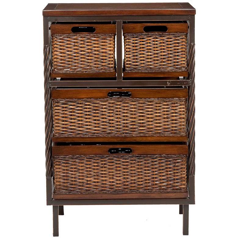 Image 2 Turner 20 3/4 inch Wide 4-Drawer Rattan and Wood Storage Unit more views