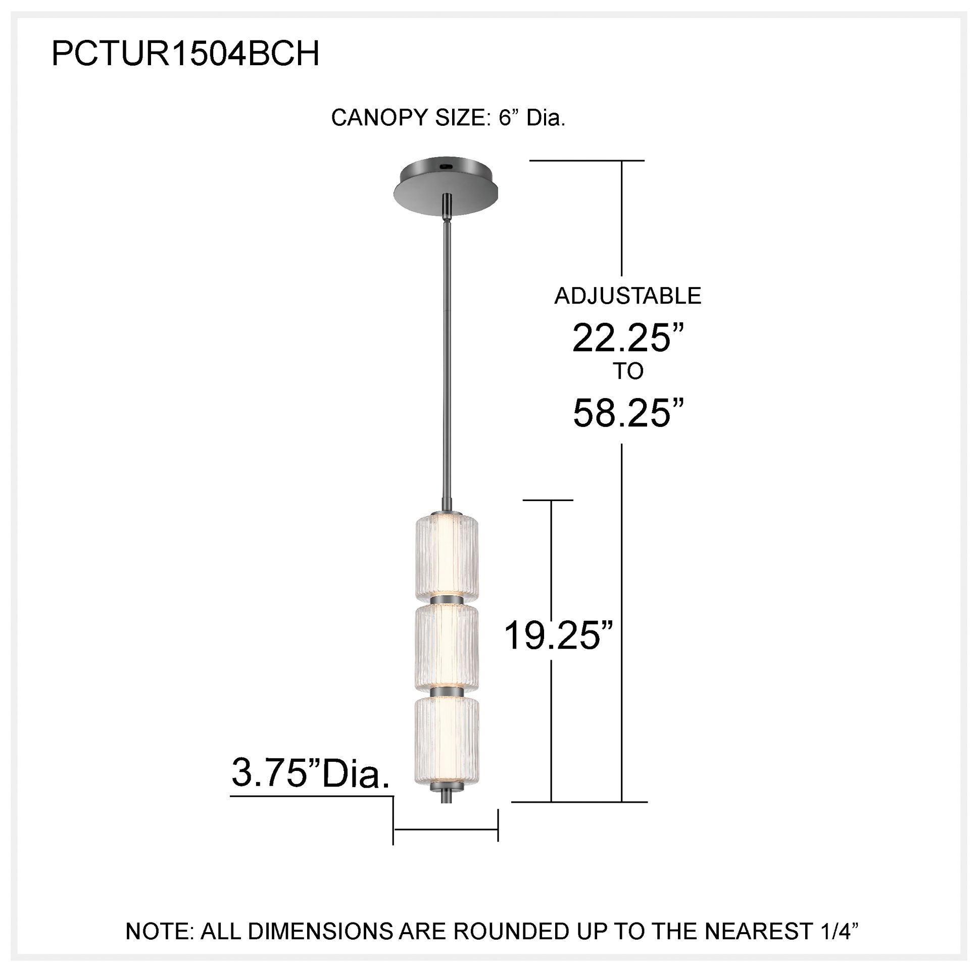 Turner Integrated LED Black Chrome Mini Pendant Light with CCT Switch
