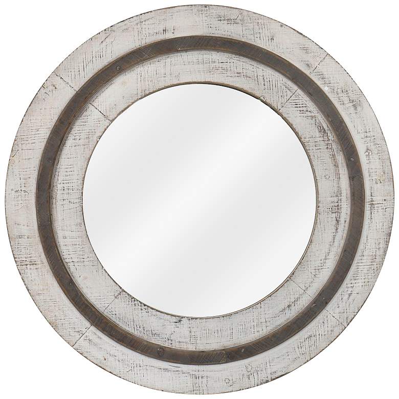 Image 1 Turning Reflection Natural White 31 1/2 inch Round Wall Mirror