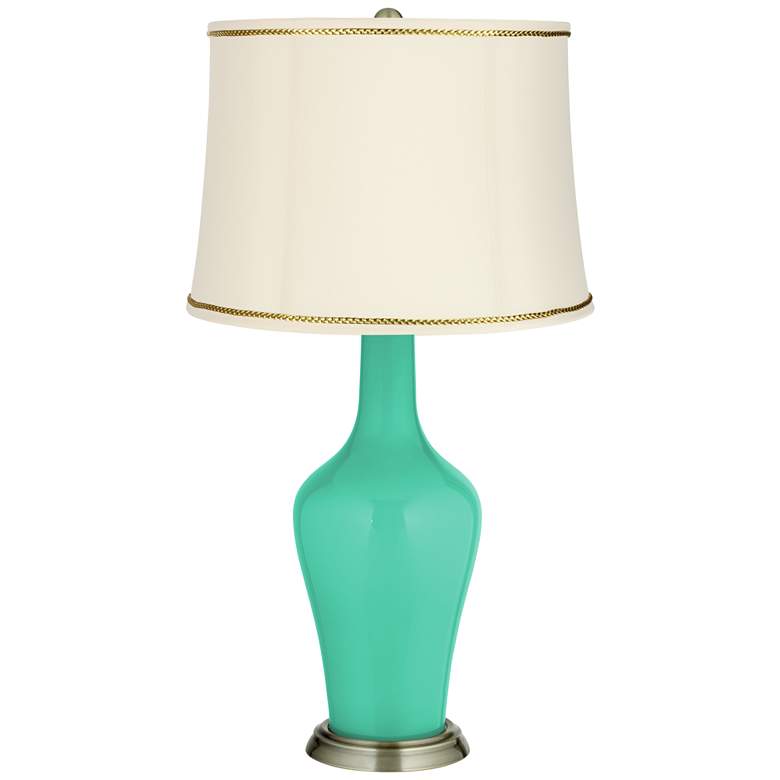 Image 1 Turquoise Anya Table Lamp with President&#39;s Braid Trim