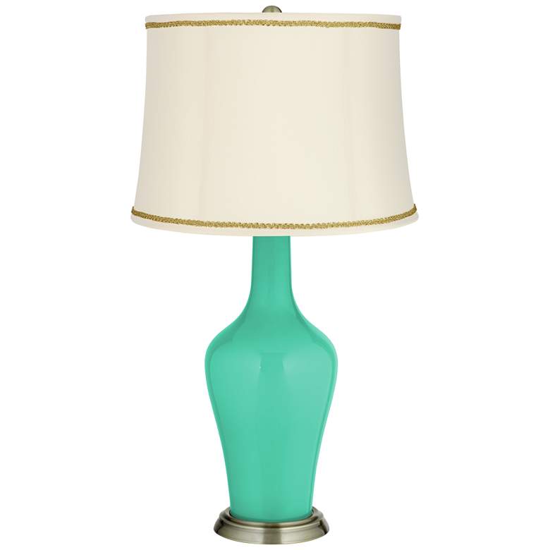 Image 1 Turquoise Anya Table Lamp with Scroll Braid Trim