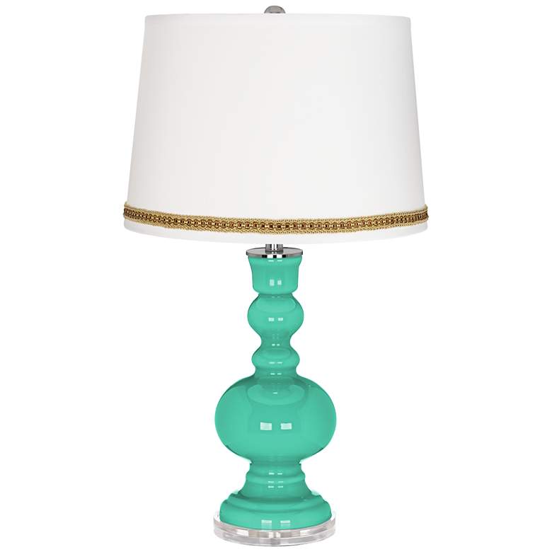 Image 1 Turquoise Apothecary Table Lamp with Braid Trim